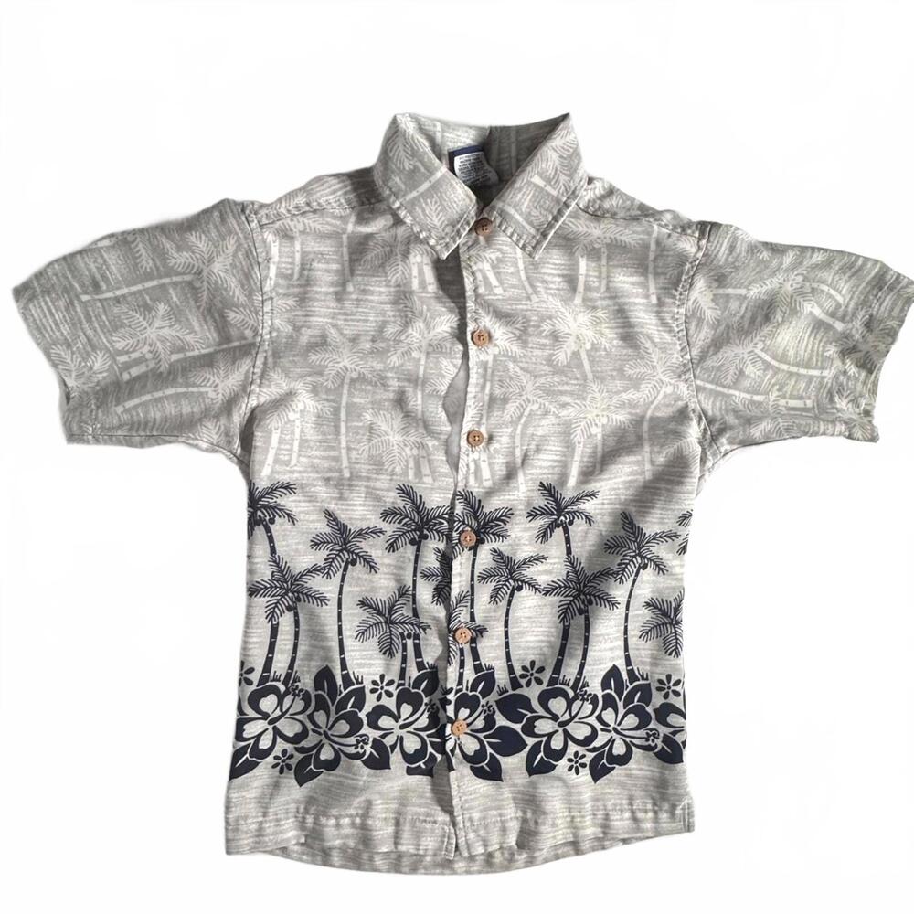 Sideout Hawaiian Shirt Boys Small 8 Short Sleeve Button‎ Up Palm Trees Floral